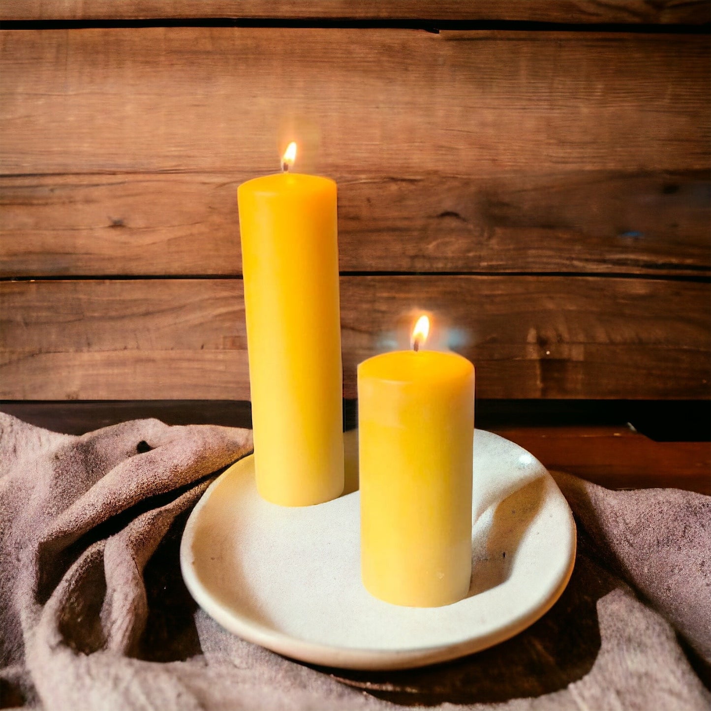 2” x 4” Beeswax Pillar Candle