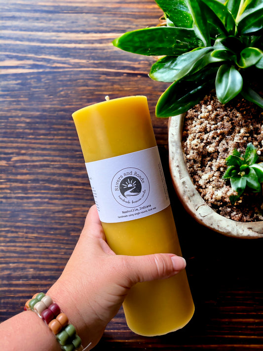 3” x 9” Pillar Beeswax Candle (XL)