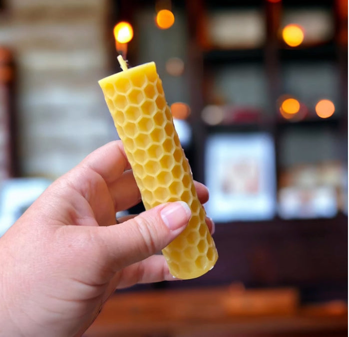 Honeycomb Beeswax Candle | Hand-Poured | Natural | Unscented | Long-Burning