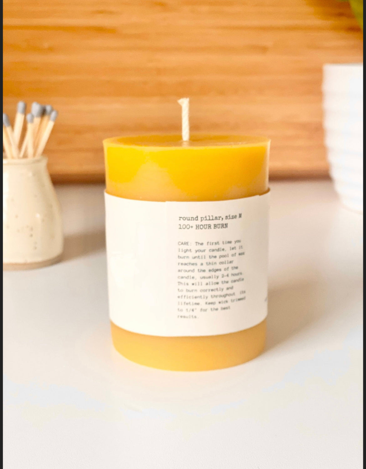 3” x 4” Pillar Beeswax Candle (Medium)