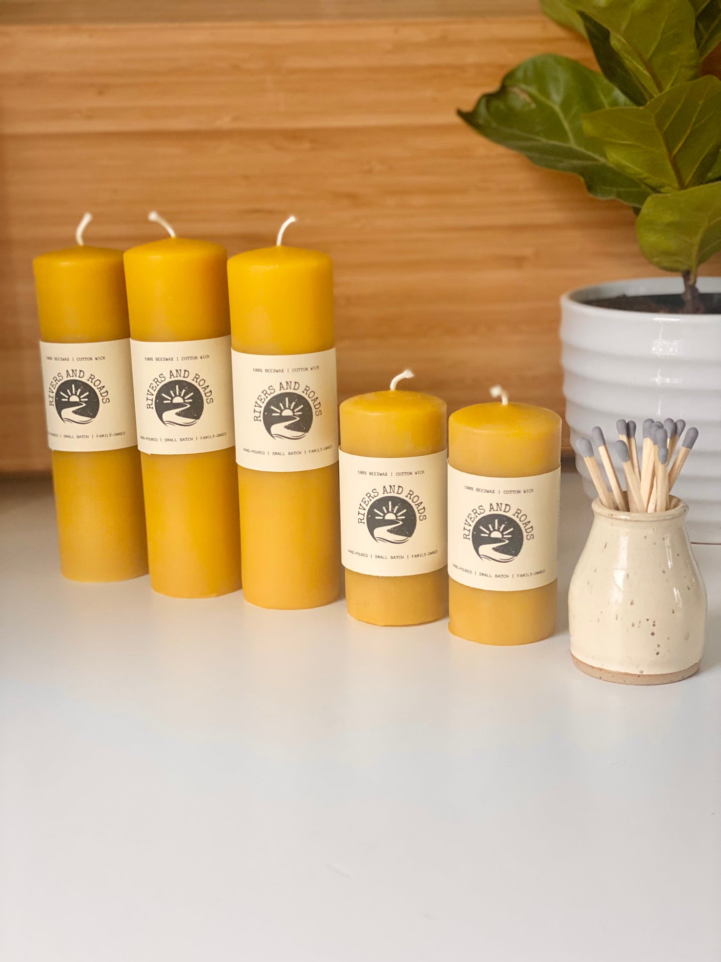 2” x 4” Beeswax Pillar Candle