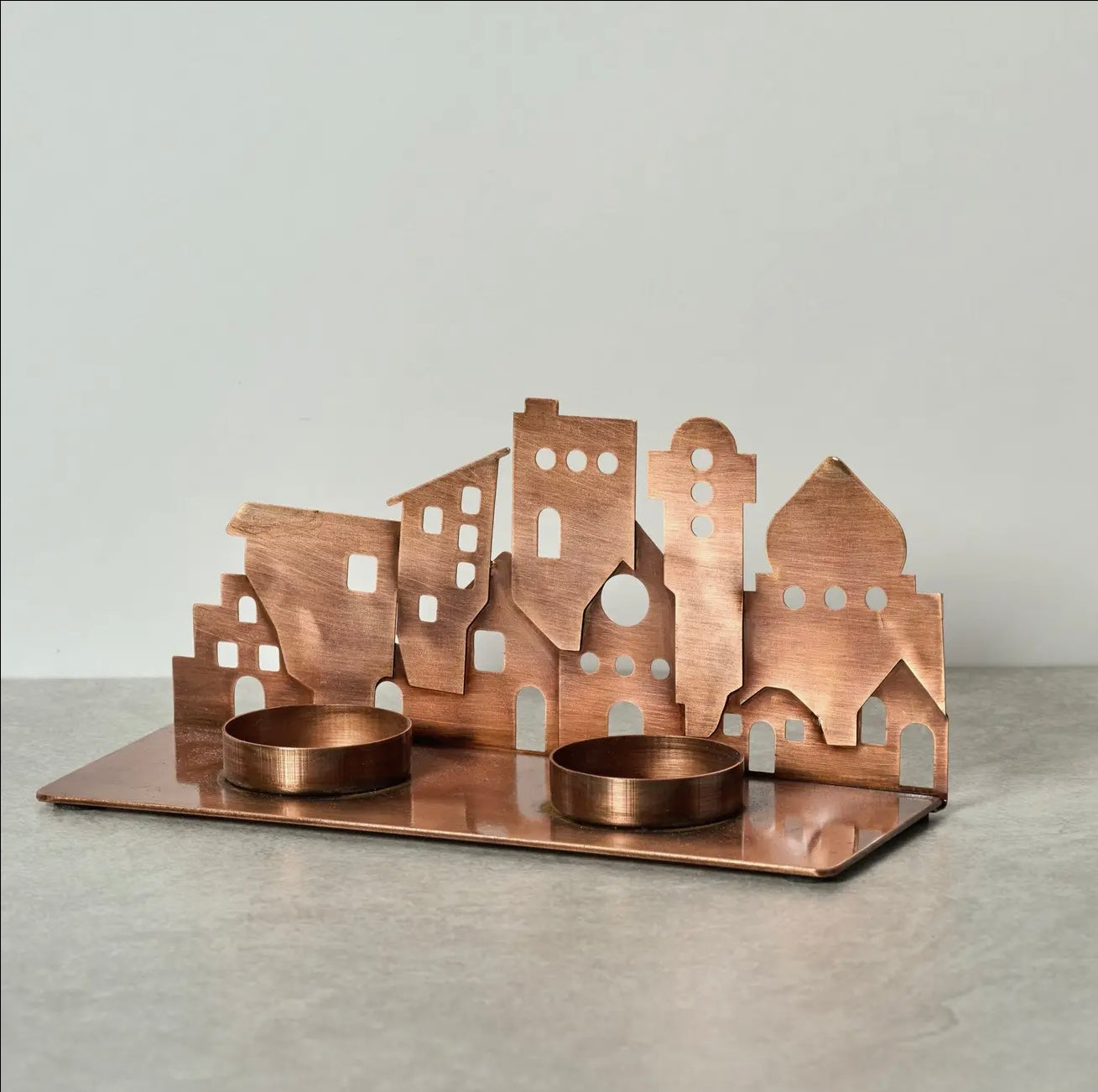 Village lights iron candleholder