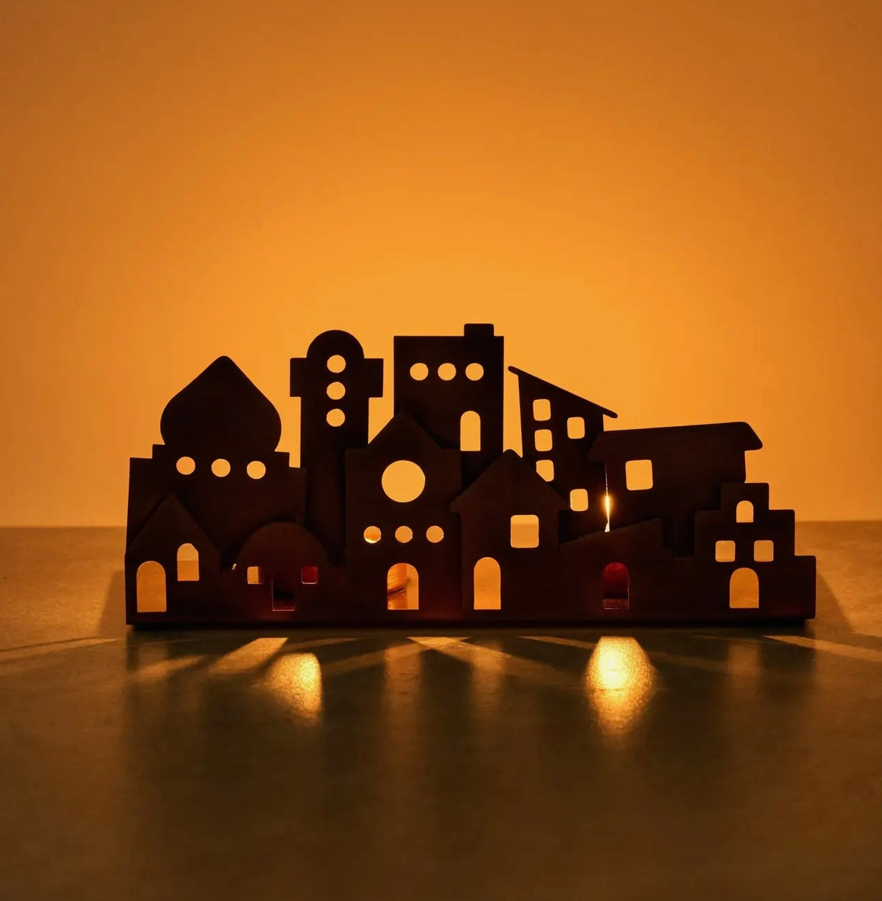 Village lights iron candleholder