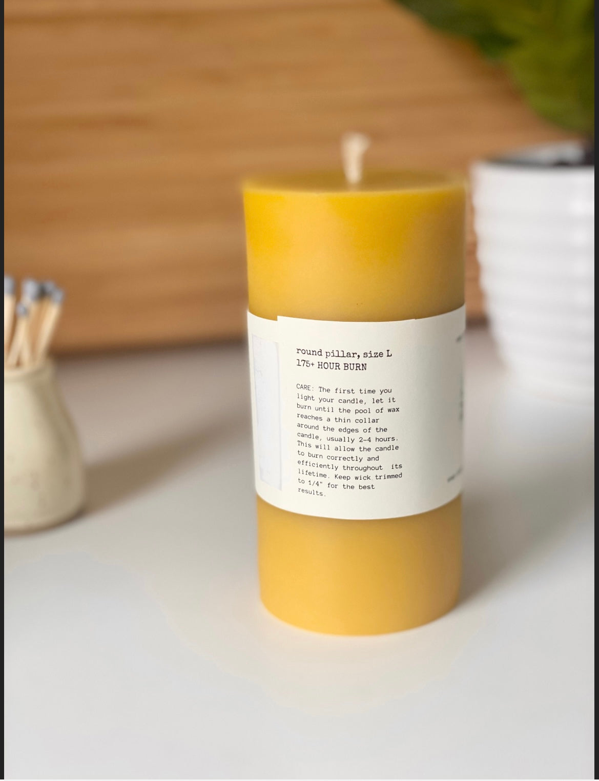 3” x 6” Pillar Beeswax Candle (Large)