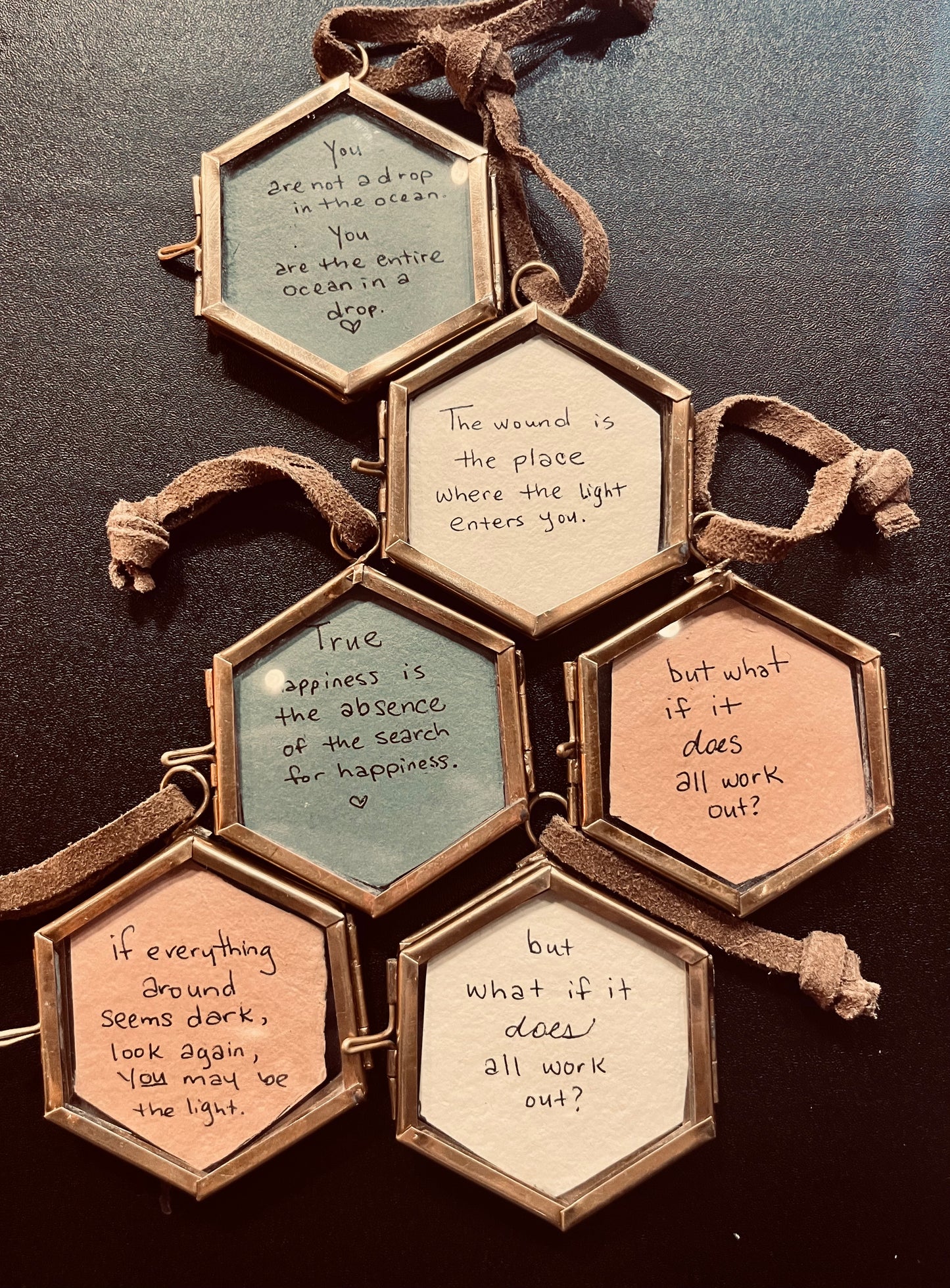 Hexagon Framed Handwritten Quote 2”x2”