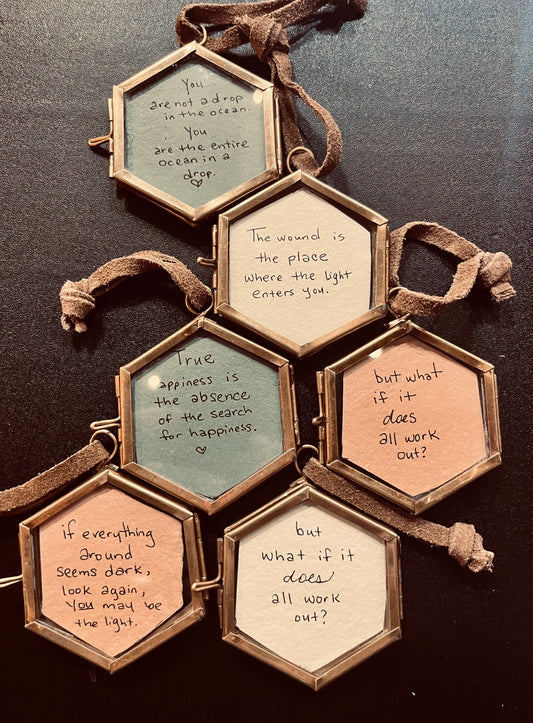 Hexagon Framed Handwritten Quote 2”x2”