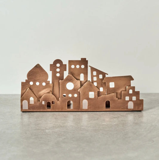 Village lights iron candleholder