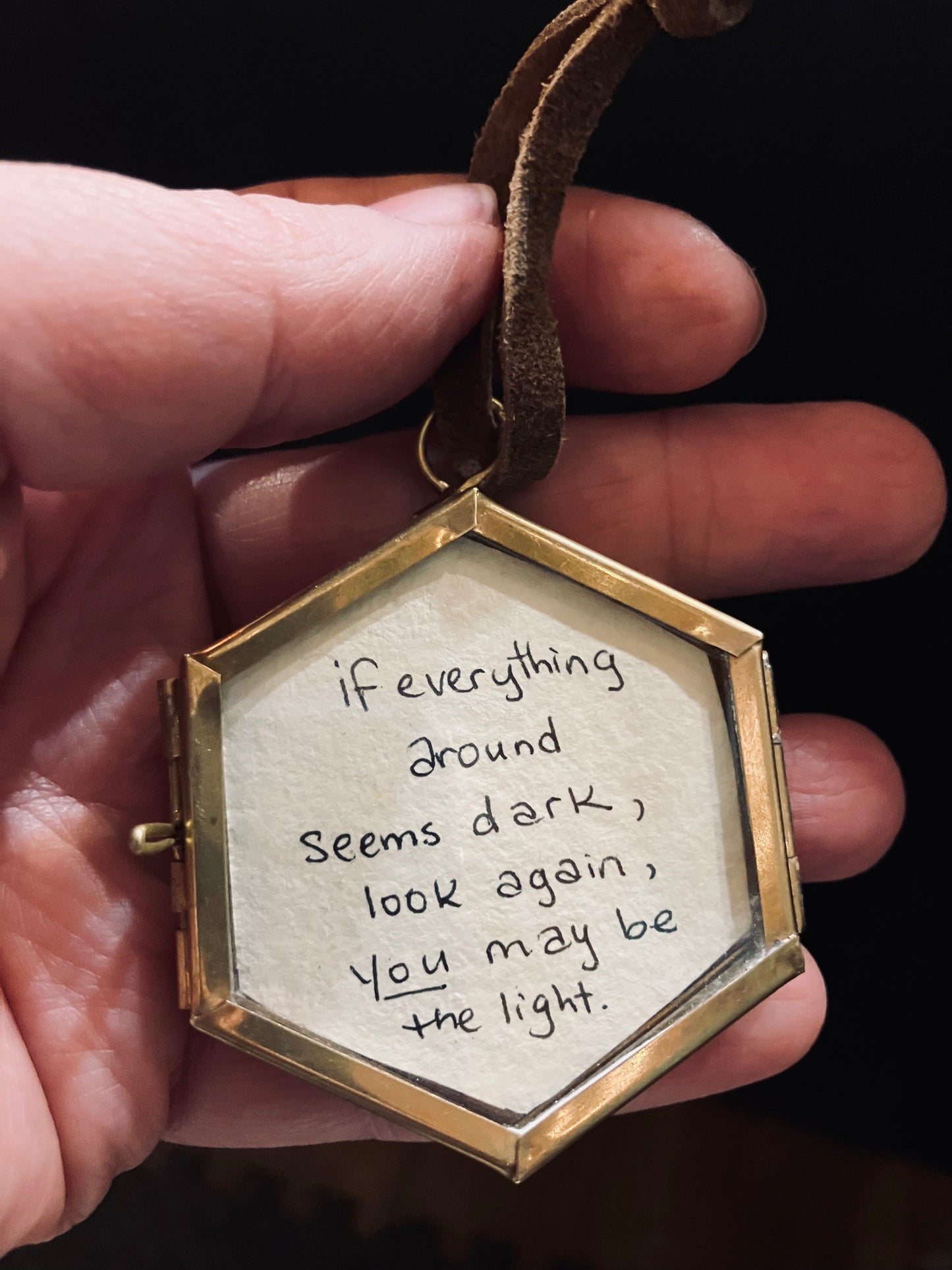 Hexagon Framed Handwritten Quote 2”x2”