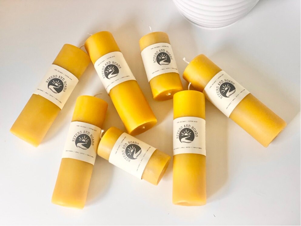2" Beeswax Pillar Candle Sets | Hand-Poured | 100% Pure Beeswax | 40–60 Hour Burn